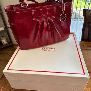 Beautiful Box Kept Red Coach Purse